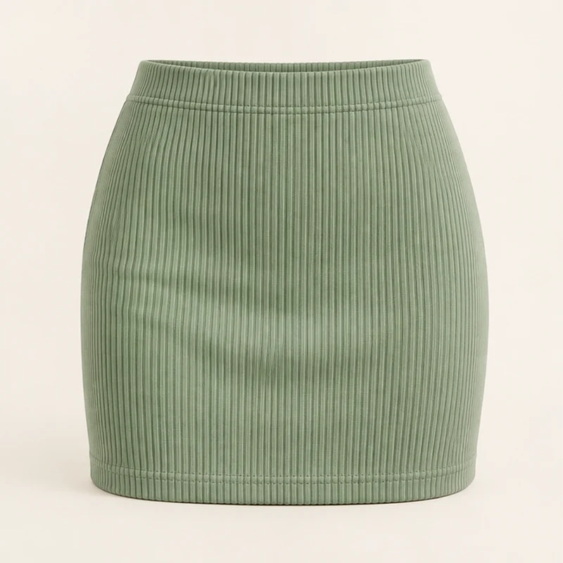 Sage green Meadow Rib Mini Skirt, front view