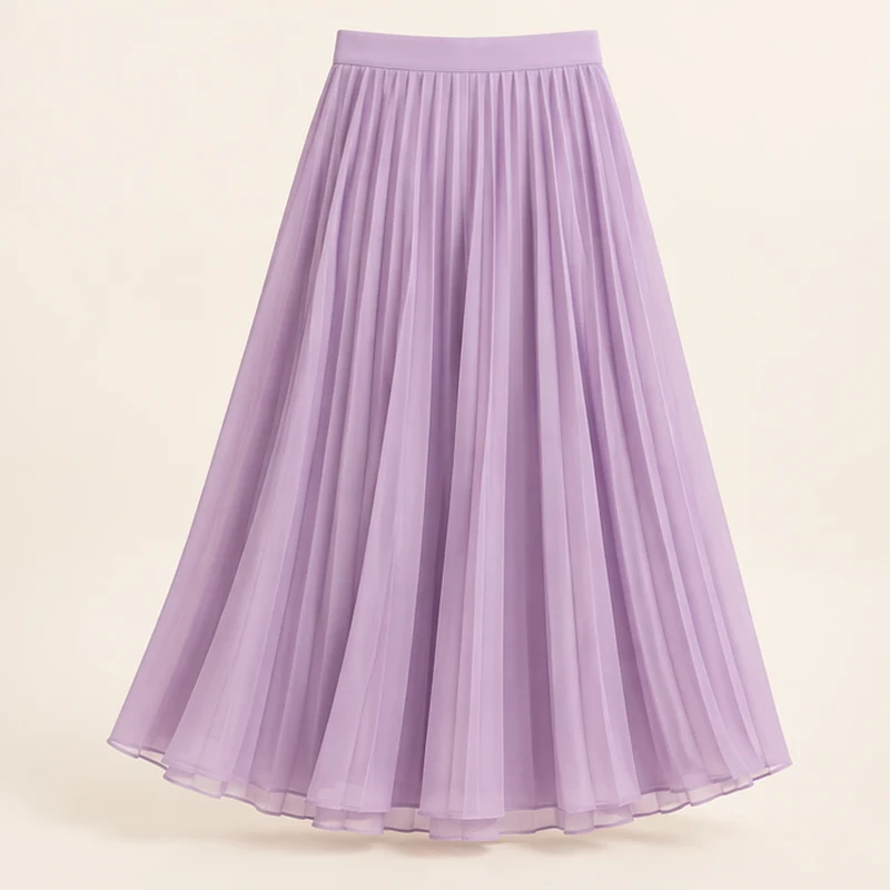 Lilac pleated midi skirt