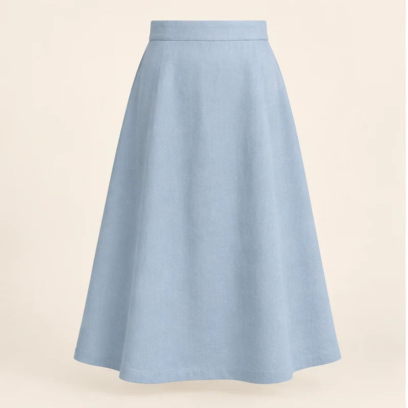 Cloud blue Seabreeze Linen-Blend Skirt, front view